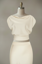 Cream two-piece set front close-up detail