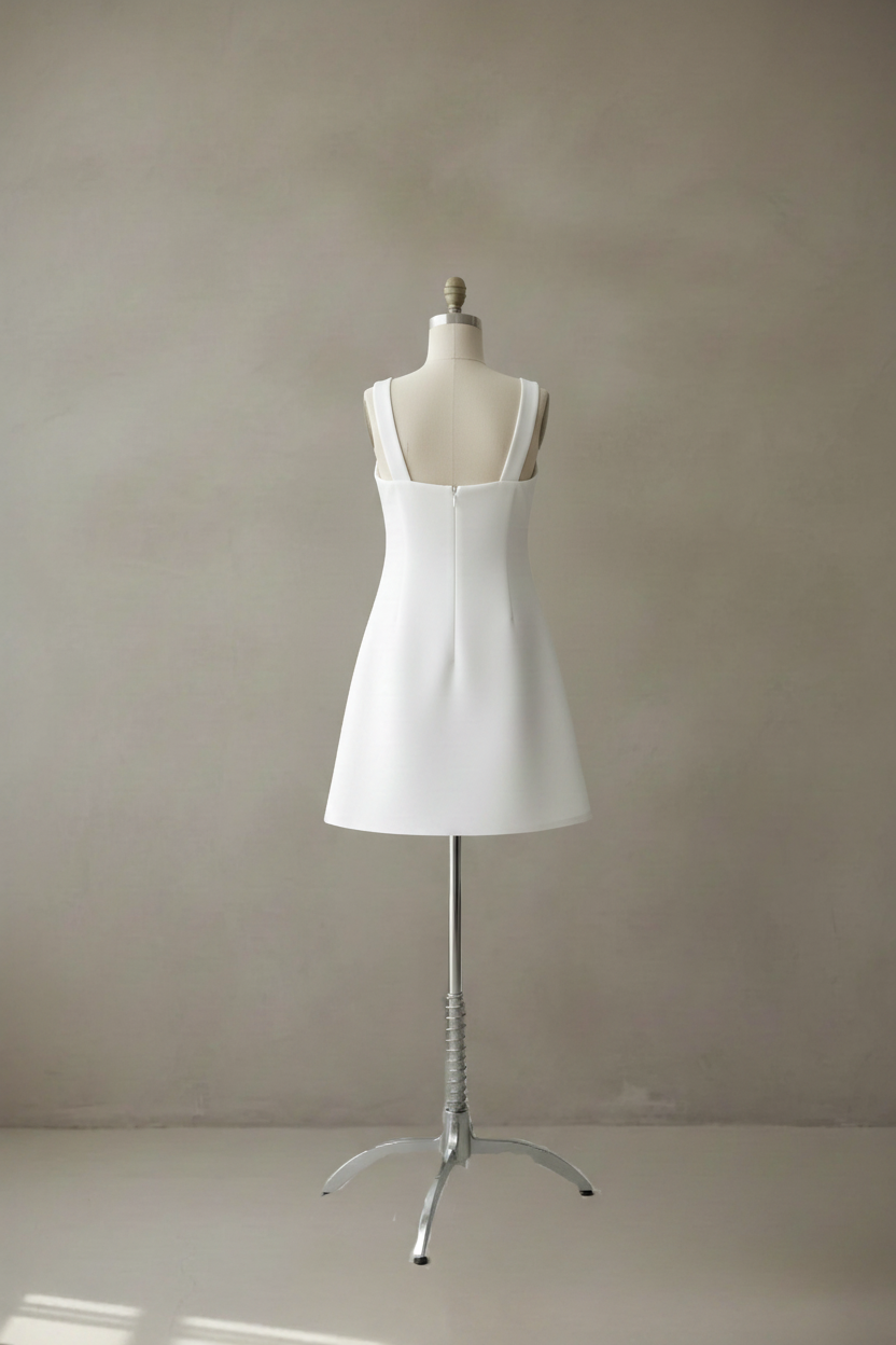 White dress back view on mannequin