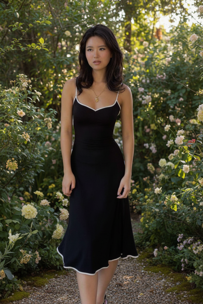 Zariah dress side - garden backdrop